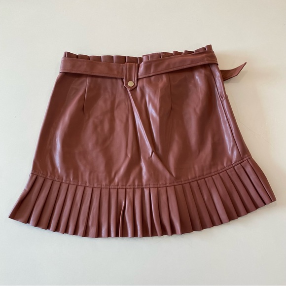 Zara Blogger Favorite Faux Leather Pleated Mini Skirt in Whiskey - Picture 11 of 16